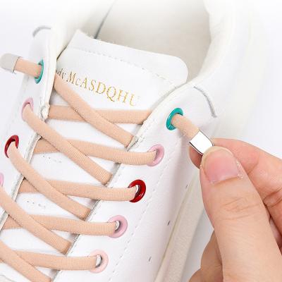 China NEW Flat Lazy No Tie Laces Push Button Sneakers Shoe Quick Accessories Strings Elastic Lace for sale