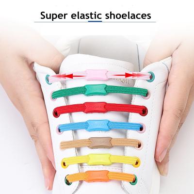 China Flat Tie 1Pair Elastic Laces Flats Lace Not Kids Adult Sneakers Lace Speedy Lazy Shoe Laces 24 Color Loop Strings for sale