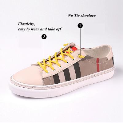 China Round Outdoor Lazy Lace Rainbow Strong Elastic No Tie Laces Semicircle Shoe Laces for sale