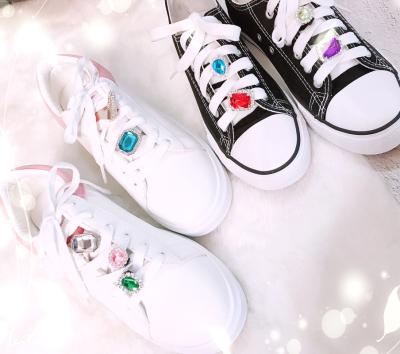 China 1PCS Shoe Buckle Shoes Shiny Rhinestones Accessories Kids Women Shoe Charms Design Shiny Rhinestones Buckle Laces Decoration for sale