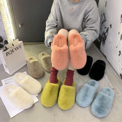 China Fashion Trend Fur House Slippers Winter Slippers Fashion Soft Bottom Fluffy Plush Home Simple Custom Made Indoor Women Fluffy Indoor Slippers for sale