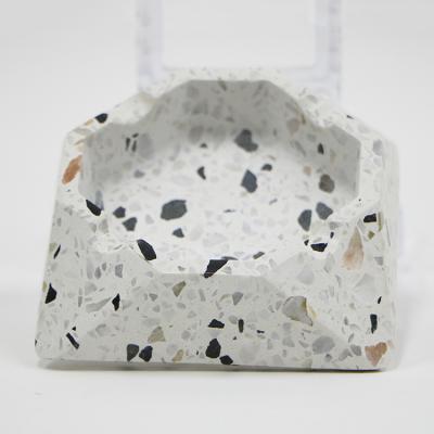 China Other Design Terrazzo Smoke Stylish Man Portable Custom White Stone Ash Tray for sale