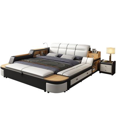 China 2020 Modern Leather Custom Double King (Size) Smart Bed Adjustable For Bedroom for sale