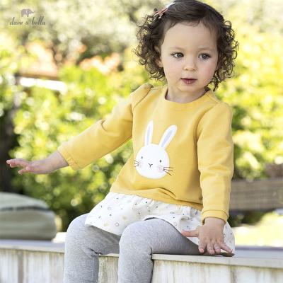 China DBM18665 dave bella casual autumn babies cute cartoon draped clothing sets kids girl fashion full sleeve sets kids 2 pcs costume for sale