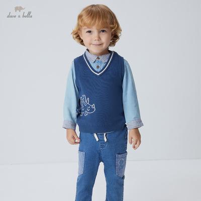 China DBX18394 dave bella autumn babies boys casual causual cartoon knitted coat kids fashion sleeveless vest for sale