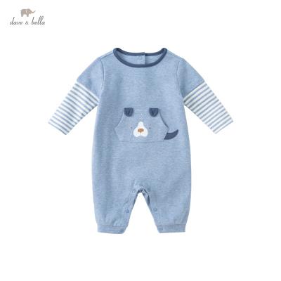 China DBH17998 100% Cotton Bella Summer Newborn Baby Boy Fashion Cartoon Dave Striped Overalls Toddler Clothes Infant Kids Romper 1 Piece for sale