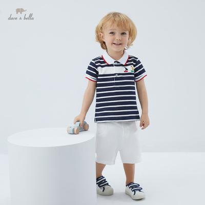 China DB17310 dave bella casual baby boy summer cartoon striped clothing sets kids fashion short sleeve sets kids 2 pcs costume for sale