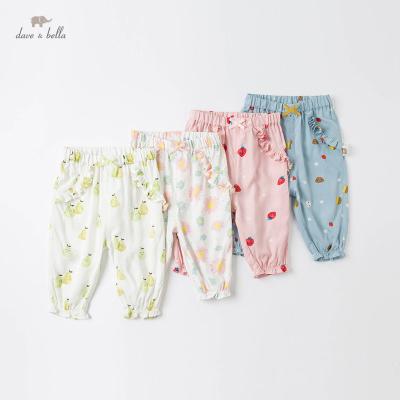 China DBJ17752 dave bella sweet summer babies fashion bow print pants kids full length kids pants infant toddler pants for sale