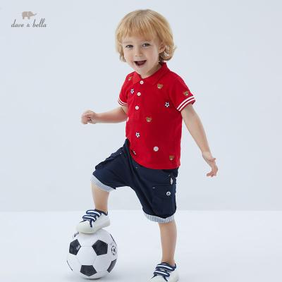 China DB17309 dave bella short sleeve babies boys summer casual cartoon T-shirt kids tops kids boy fashion tees for sale