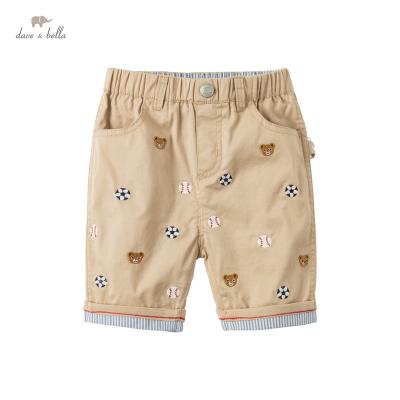 China DB17265 dave bella summer casual baby boys fashion calf length kids cartoon embroidery pants kids trousers infant toddler trousers for sale