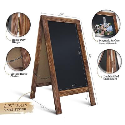 China Wholesale Customized Color Wooden Chalk Board Standing Sign 80x100cm Sandwich Board Chalkboard Advertising Board for sale