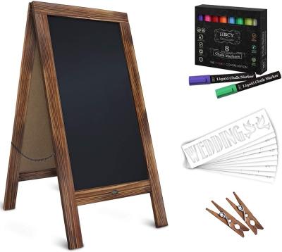 China Customized Wooden Standing Chalk Board Sign 80x100cm Sandwich Board Blackboard Color Board Sandwich Board for sale