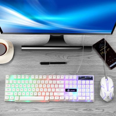 China Hot Selling Waterproof Wired Mechanical Gaming Keyboard Mouse Set Russian+English RGB Backlit Keyboard and Mouse for Gamer PC Laptop for sale