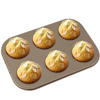 China Viable 6 Holes Baking Mold Pan Round Non Stick Cake Molds Bakeware Muffin Chocolate Cupcake Accessories Kitchen Tools DIY Wholesale New for sale