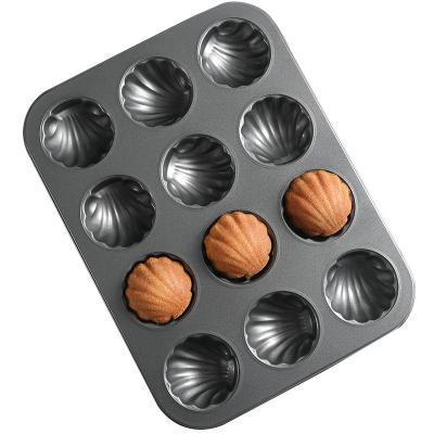 China Viable Non-Stick Mini Madeleine Shell Cake Pan Chocolate Baking Tools Madeleine Pans 6 Cavities Cookies Bakeware Molds for sale