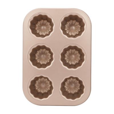 China Sustainable 6 Cups Non Stick Cannele Mold Cake Molds Cupcake Oven Biscuit Mold Pie Dishes Baking Tray Home Kitchen Cook DIY Baking Tools for sale