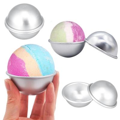 China Viable Round Aluminum Alloy Bath Bomb Molds DIY Tool Bath Bomb Salt Ball Gifts Semicircle Sphere Metal Mold Homemade for sale