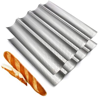 China Viable Hot Carbon Steel 2/3/4 Flute French Wave Bread Making Tray For Baguette Bake Mold Pan DIY Loaf Mold Baking And Pastry Bake Tool for sale