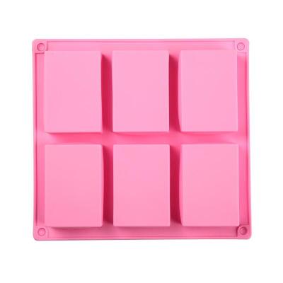 China New Viable Silicone Pudding Candy Mold 6 Cavity Square Silicone Mold Supplies Open Soap Soap Mold Decorating Handmade Candle Mold for sale