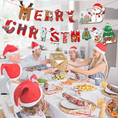 China 2021 Hot Sale Christmas New Merry Christmas Banner Party Atmosphere Decoration Factory Paper Wholesale for sale