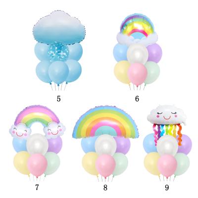 China Wholesale 7pcs Festival Decoration Pick Festival Decoration Pick Rainbow Cloud Decoration Balloon Set Baby Shower Background Decoration Balloon for sale