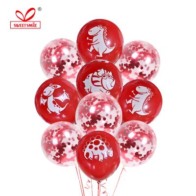 China Hot Sale Gifts Amazon Party Decoration Balloon Set Children's Dinosaur Printing Four-Sided Balloon Gifts for sale