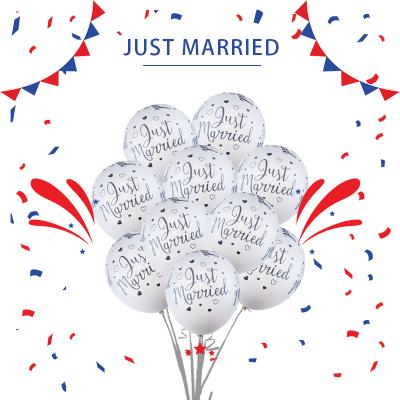 China 2019 New Gifts White Balloon Just Married Latex Balloons Helium Balloons Happy Birthday Decorations Wedding Party Supplies for sale