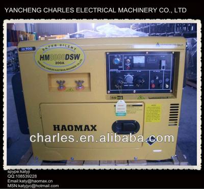 China 5kw 6kva 180A 200A Silent Type Air Cooled Electric Diesel Welding Generator HM8000DSW for sale