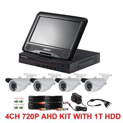 China 4CH 720P AHD camera kits with 10.1inch LCD screen AHD DVR 3 IN ONE for sale