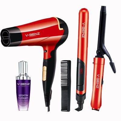 China Simple Use Ionic Hair Styling Kit Professional Hair Straightener Curler and Hair Dryer Set 5 in 1 for sale