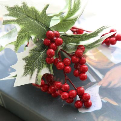 China Latex Silk Artificial Berries Wholesale Berry Christmas Fruit Red For Photo Background Christmas Decorations Ornaments for sale