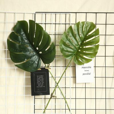 China Latex Plant Monstera Deliciosa Silk Green Leaves With Stems Artificial Realistic Faux Plants For Jungle Beach Wedding Party Garden Decor for sale