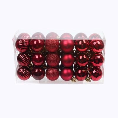 China Decoration Wholesale 36PCS Gift Set Christmas Tree Hanging Decorations Unbreakable Christmas Ball Ornaments Burgundy Christmas Tree Balls for sale