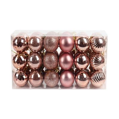 China Cheap 36Pcs Plastic Decoration Ball Set Hanging Bauble Rose Gold Christmas Balls Christmas Tree Decorations Christmas Tree Ball Ornaments for sale