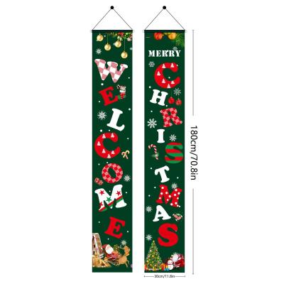 China Christmas Wedding Family Decorations Indoor Outdoor Sign Door Silk Cloth Christmas Banner Porch Hanging Sign For New Year Ornaments for sale