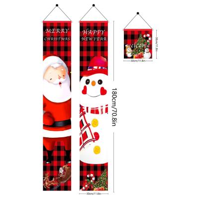 China Christmas Wedding Family Decorations Vintage Silk Fabric Christmas Hanging Door Signs Xmas Banner Front Porch Sign for Holiday Festival Indoor Outdoor Ornaments for sale