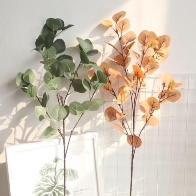 China Greenery Home Plant Bouquet Decor Wedding Silk Eucalyptus Artificial Leaves Stem Leaf Faux Silk Eucalyptus Flower Branches for sale