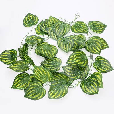 China 2M Artificial Watermelon Silk Ivy Vine Leaf Hanging Garland Silk Greenery Plant Fake Foliage For Wall Decor for sale