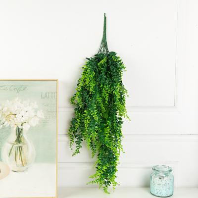 China Artificial Tow Vine Climbing Fake Leaves Plastic Fern Hanging Plants for Garden Office Wedding Wall Decor for sale