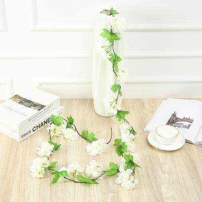 China White Flower Garland Hanging Plants of Ivy Vine Artificial Cherry Blossom Fake Silk for Fence Wedding Party Garden Decoration for sale