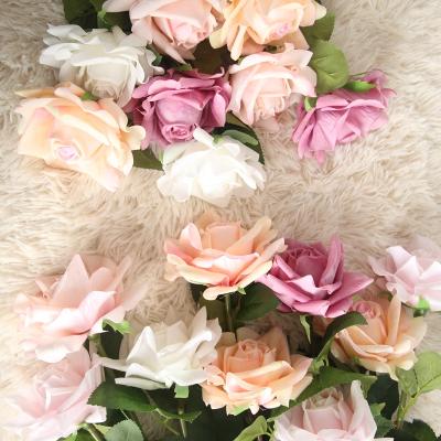 China Bulk Wholesale 24pcs Gold Flower Arrangement Latex Supplier Diy Artificial Flowers Real Touch Rose Flowers for sale