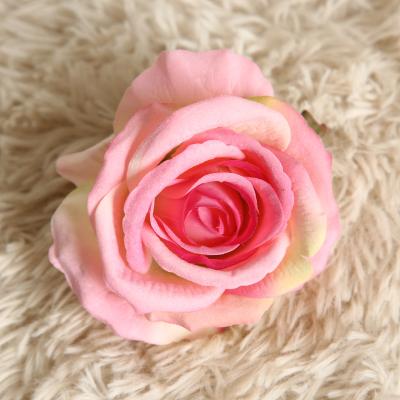 China Wholesale Decorative Pink Velvet Flower Heads Artificial Simulation Rose Velvet for Wedding Decoration for sale