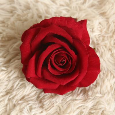 China Artificial Velvet Rose Flower Decor Floral Preserved Rose Head Red Velvet Modern New Design for Home Decoration for sale