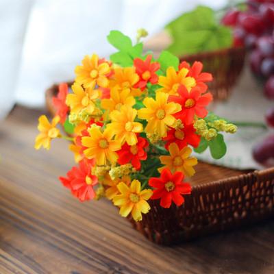 China DIY Decoration Opens Artificial Gerbera Daisy Orange Flowers Bouquet Chrysanthemum Shrub Plants For Window Wedding Office Home Decoration for sale