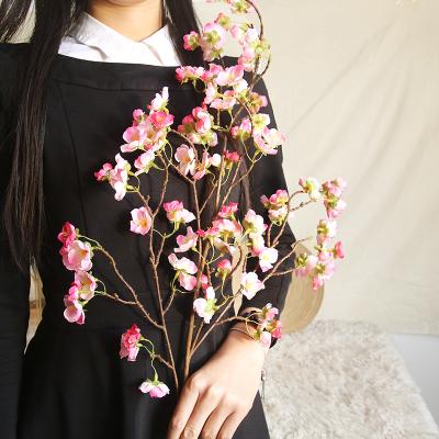 China Artificial Silk Cherry Blossom Flowers Flower Arrangement Silk Dark Rose Home Decoration Fake Branch Flower Ornaments for sale