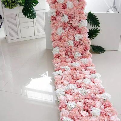 China Beautiful Artificial Flower Wall High Quality Colorful Panel Rose Flower Wall Silk Floral Artificial Flower Decorative Background for Wedding Decoration for sale