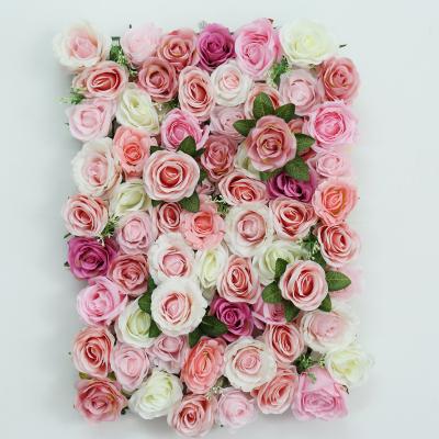 China 3d beautiful artificial flower artificial backdrop colorful decorative floral panels the simulation flower rose wall for wedding centerpieces for sale