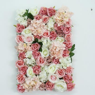 China Beautiful Colorful Artificial Flower Party Wedding Background Decorative Panels Rose Simulation Flower Wall Artificial Backdrop For Walls for sale