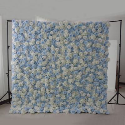 China Wholesale Beautiful Colorful Artificial Flower Artificial Flower 3d Simulation Decorative Wall Panels Backdrop Flower Floral Wall Panels For Wedding Stage Background for sale