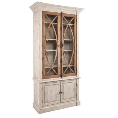 China Rustic Reclaimed Wood Storage Bookcases (Others) Shelf Ideas Adjustable Antique Craft Cabinet Holding Shelves With Galss Door for sale